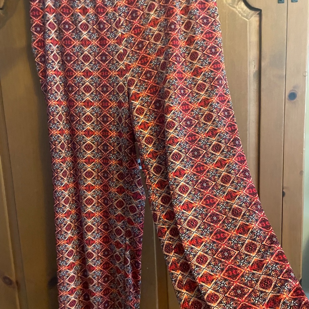 Attitudes by Renee Red and Black Patterned Wide Leg Pants